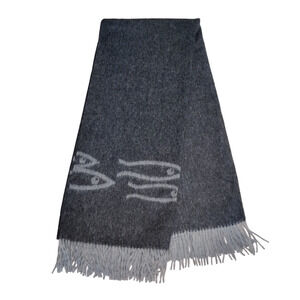 Elvang Denmark Alpaca Wool Reversible Throw Blanket 66x56 NWT Fish Scandi Modern